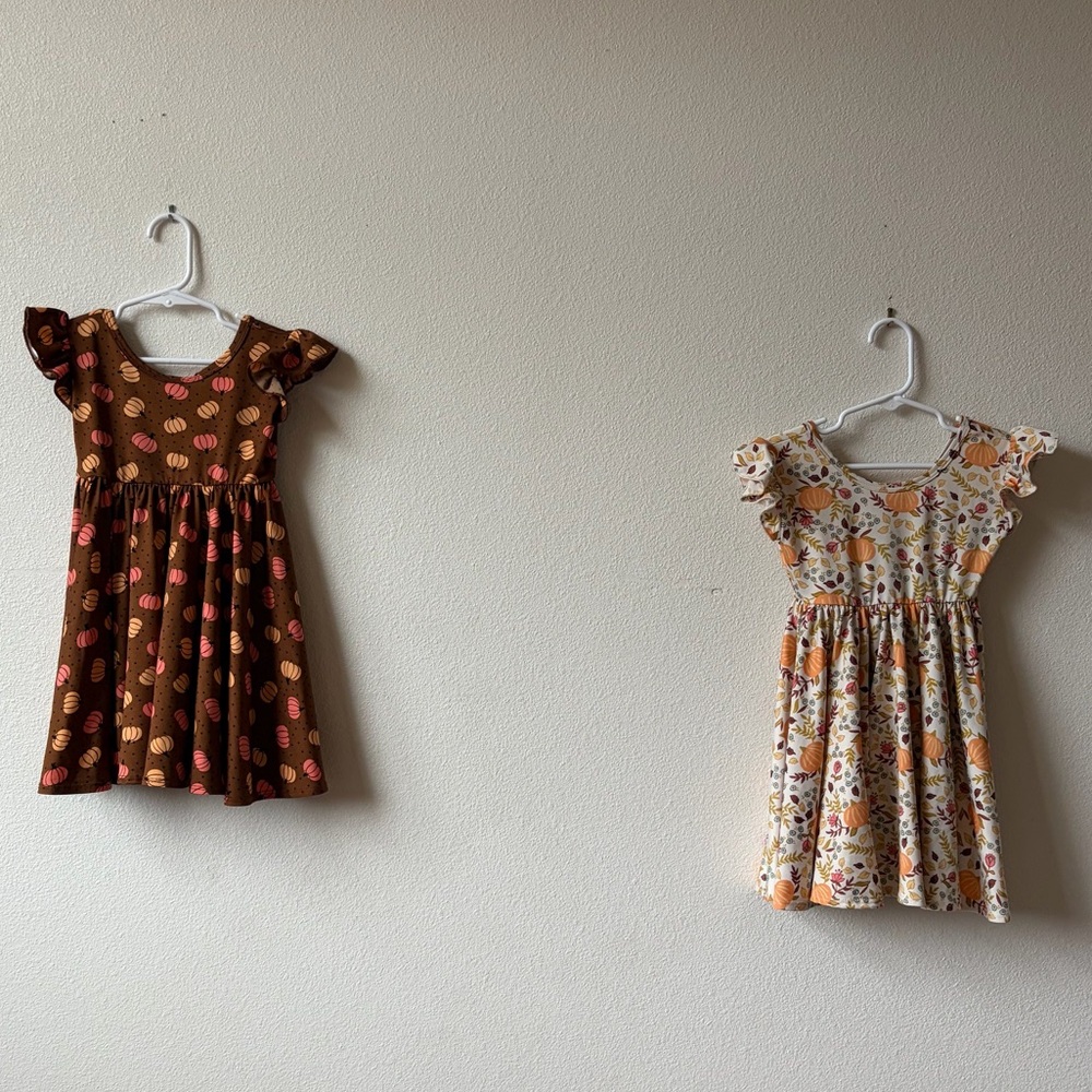 Set of Two 2T Dot Dot Smile Harvest/Pumpkin/ Twirl Thanksgiving Dresses